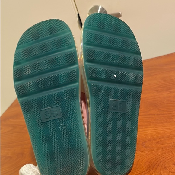 Iridescent Tory Burch Slides with Blue Soles - Picture 7 of 7